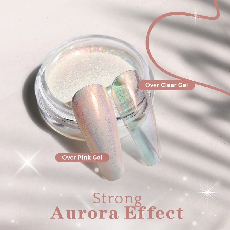 Pretty Diva بودرة أظافر كروم حورية البحر من بريتي ديفا - بودرة أظافر كروم يونيكورن، بودرة صبغ إيريديسنت أورا، بودرة ميكا أوبال، بودرة أظافر كروم غروب الشمس، صبغ مانيكير - Image 3